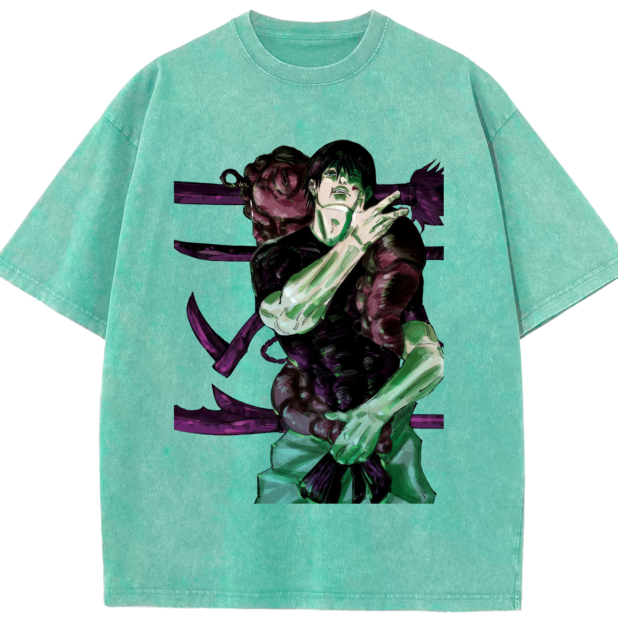 （画像用） 呪術廻戦 Jujutsu Kaisen 綿100% ヴィンテージ風 半袖Tシャツ（フロントプリント）